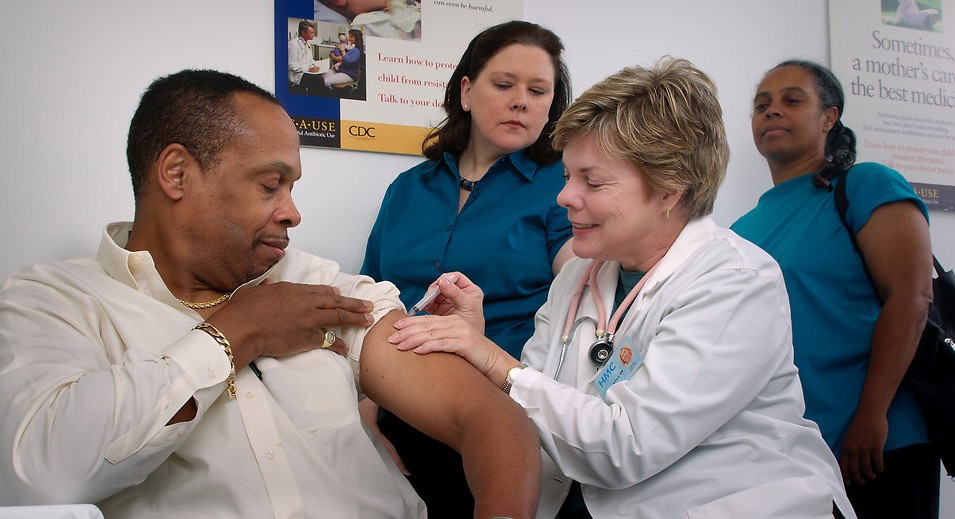 Man getting vaccinated