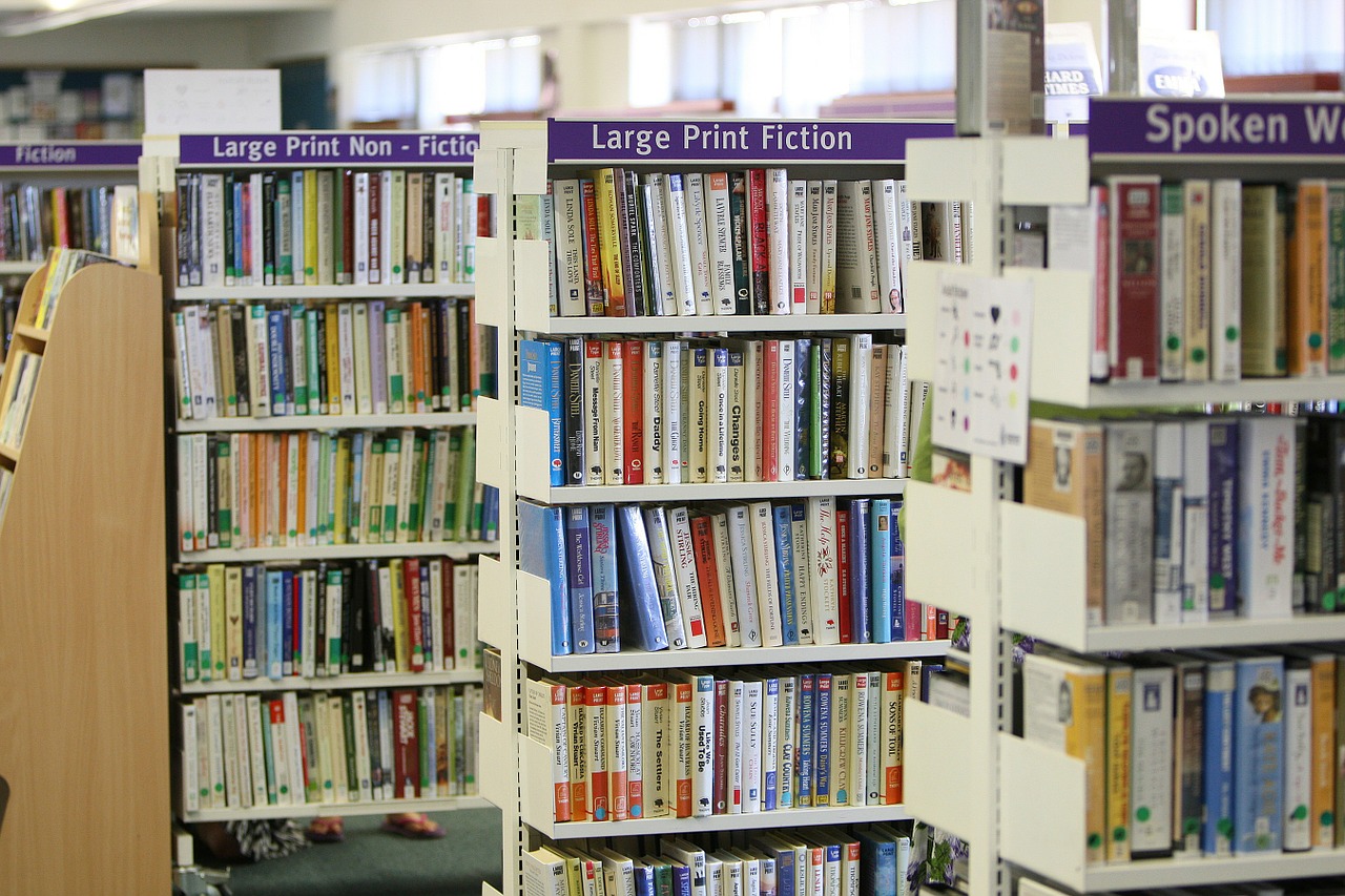 library with fiction books