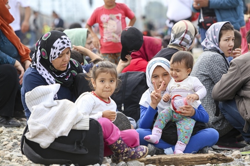 family in refugee camp